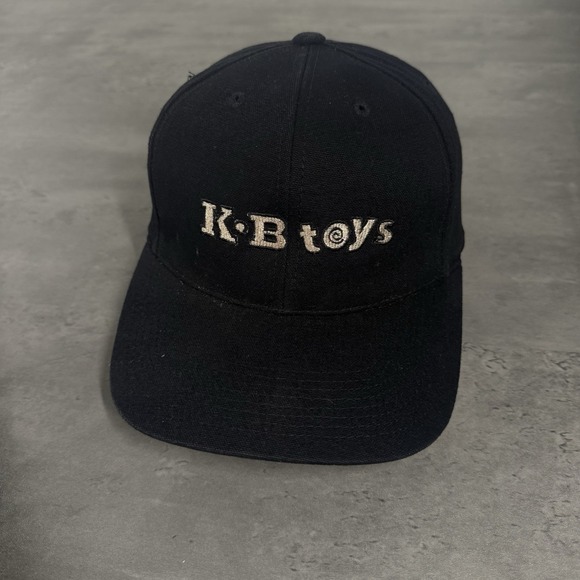 Vintage KB Toys Hat Black Gold Bronze Employee Promo Trucker Cap Retro Nostalgic - Picture 1 of 7